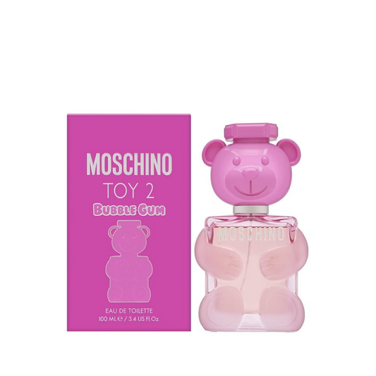 Moschino - Perfume en espray de Eau De Toilette de 3.3 onzas para mujer, juguete Moschino de 2 chicles de burbujas